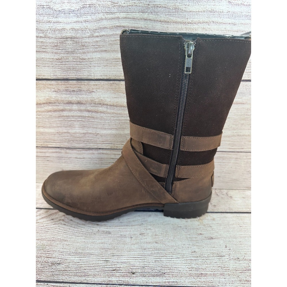 UGG Lorna Boots Womens Size 8.5 Brown Nubuck Leather Mid Calf Zip 10955155 - Picture 5 of 10